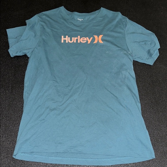 Hurley Men's Blue T-Shirt with Orange Logo size Large - Picture 3 of 7